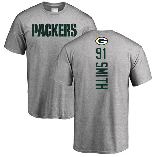 Men Green Bay Packers Ash #91 Smith Preston Backer Nike NFL T Shirt->nfl t-shirts->Sports Accessory